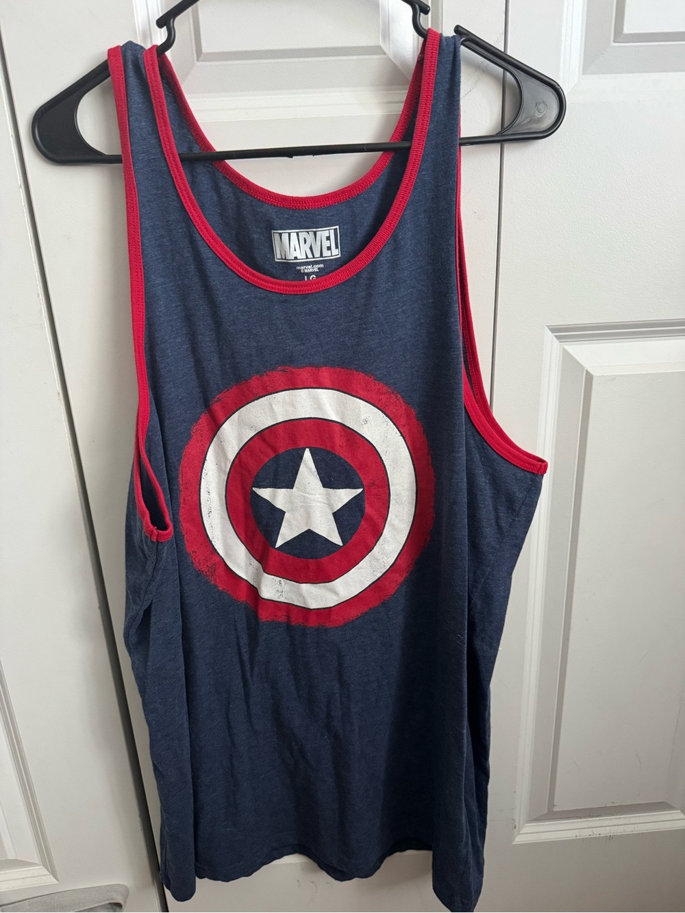 🌟 5 for $20 or $6Marvel Navy Tank Top with Red Trim and Captain America Shield